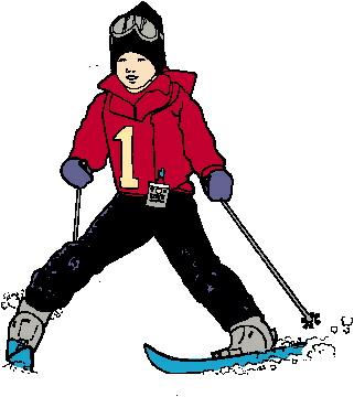 Boy learning to ski